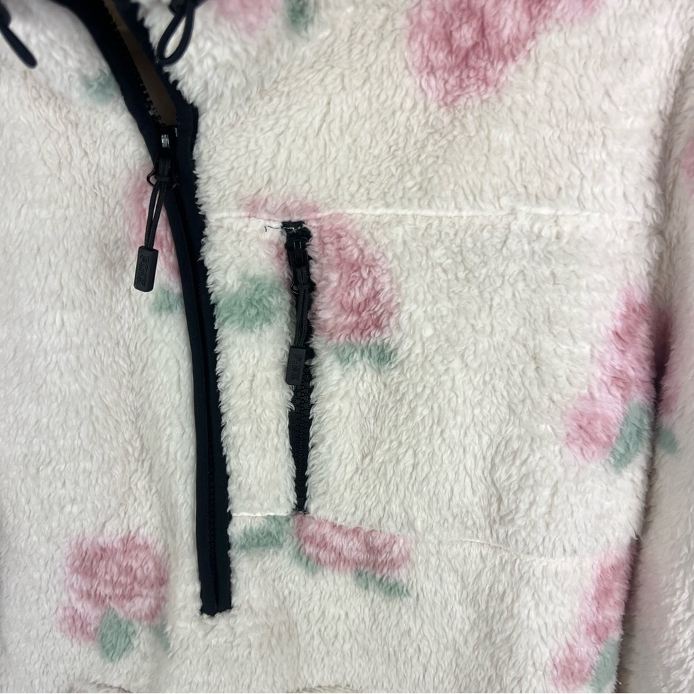 PINK Victoria's Secret Floral Half Zip Pullover Fleece Sweater - Picture 2 of 6